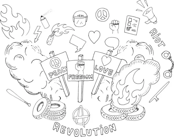 Sketch Tiltakozó Szimbólumok Vektorillusztráció — Stock Vector