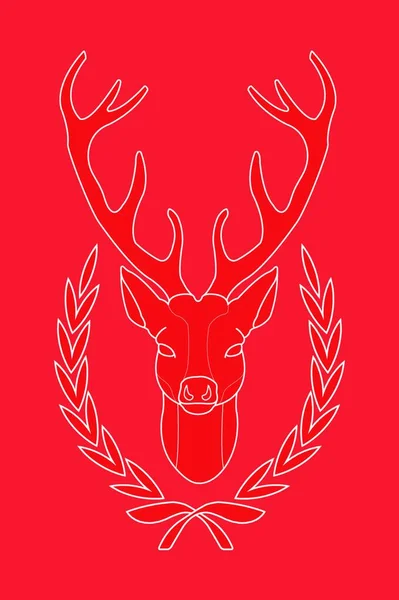 Deer Head Laurel Wreath Black Vector Illustration — Stock Vector