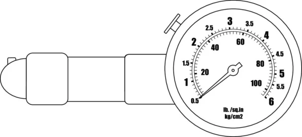 Manómetro Neumáticos Contorno Ilustración Vectorial — Vector de stock
