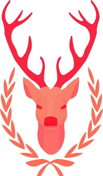 Tête Cerf Dans Une Couronne Laurier Icône Couleur Pour Web — Image vectorielle