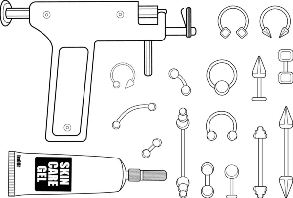 Body Piercing Equipment Vector Illustration — Stock Vector