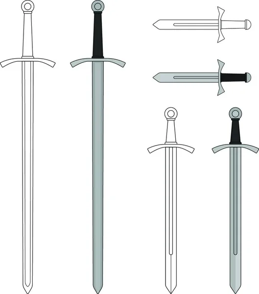 中世纪剑集矢量图解 — 图库矢量图片
