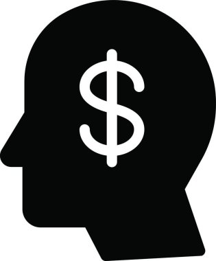 Baş simgede dolar işareti, vektör illüstrasyonu