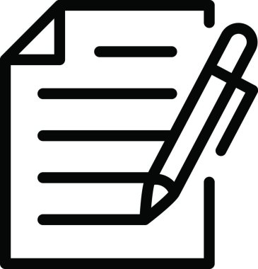 Belge ve kalem ikonu vektör illüstrasyonu