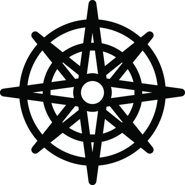 Kompas Iks Větrná Růže Navigace Silueta — Stockový vektor