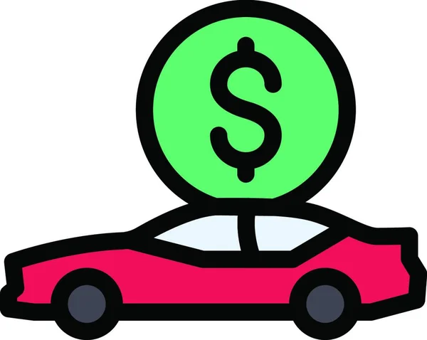 Araba Dolar Simgesi Vektör Illüstrasyonu — Stok Vektör