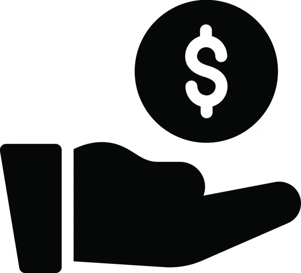 Σύμβολο Δολαρίου Στο Εικονίδιο Χέρι Διανυσματική Απεικόνιση — Διανυσματικό Αρχείο