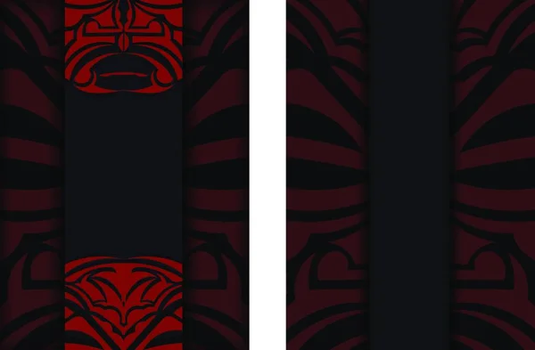 黑色横幅模板与毛利族装饰和地方为您的文字 带有豪华装饰品的可打印设计背景 — 图库矢量图片