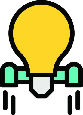 Fikir, ampul ağ ikonu vektör çizimi