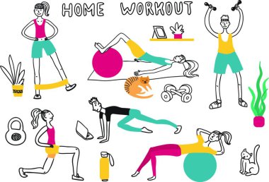 fitness ve spor, sağlıklı yaşam tarzı ve aktivite, kusursuz vektör      