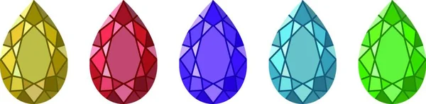 Vektorová Ilustrace Ikon Různých Krystalů Barev — Stockový vektor