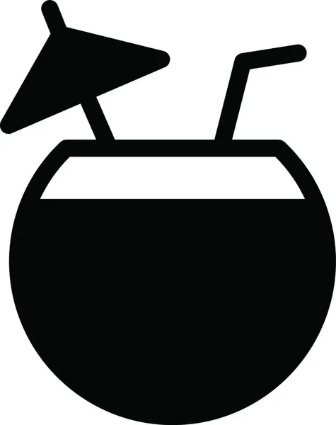 Kokosnoot Cocktail Icoon Vector Illustratie — Stockvector