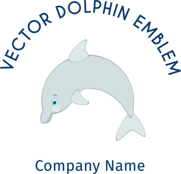 Vector Dolphin Emblem Icon Illustration — Stock Vector