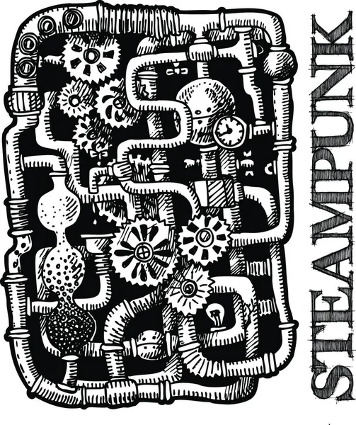 Stampa Steampunk Illustrazione Vettoriale — Vettoriale Stock