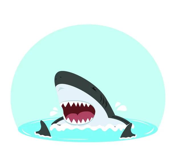 Λευκός Καρχαρίας Καρχαρίες Από Στόμα Ανοιχτού Στόματος — Διανυσματικό Αρχείο