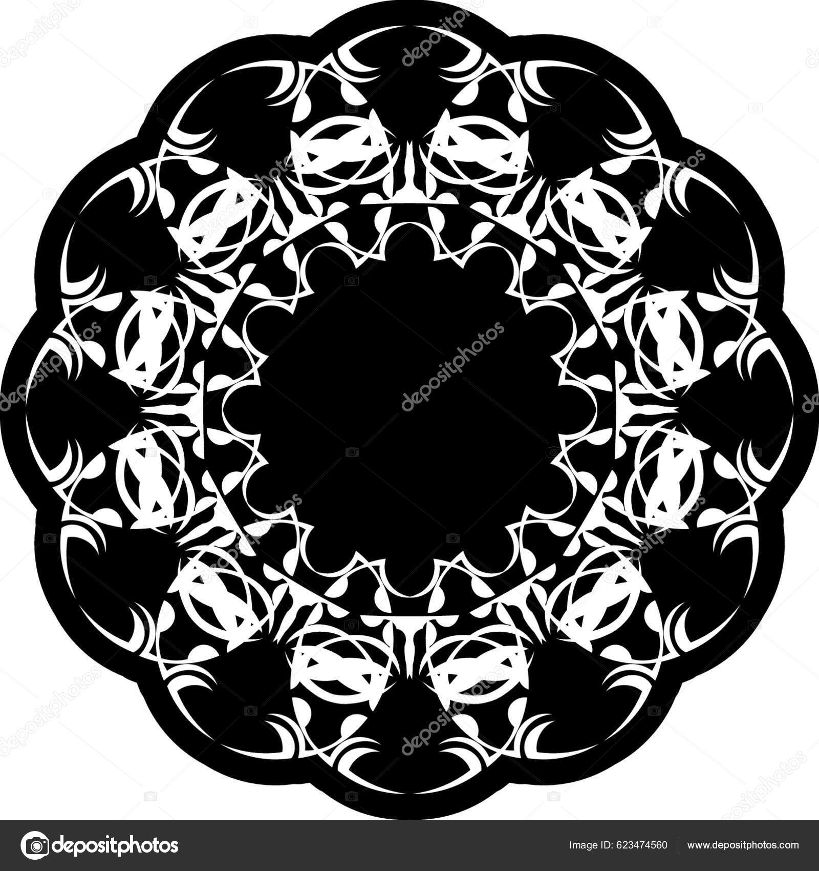 Decorative Border Frame Black White Circle Ornament Template Art Decor