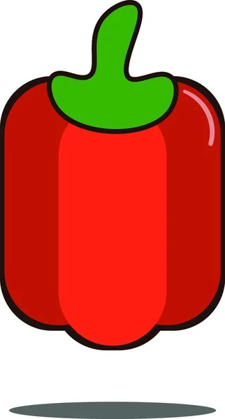 Red Bell Pepper Vegetable Icon Flat Design Vector Illustration — Stock Vector