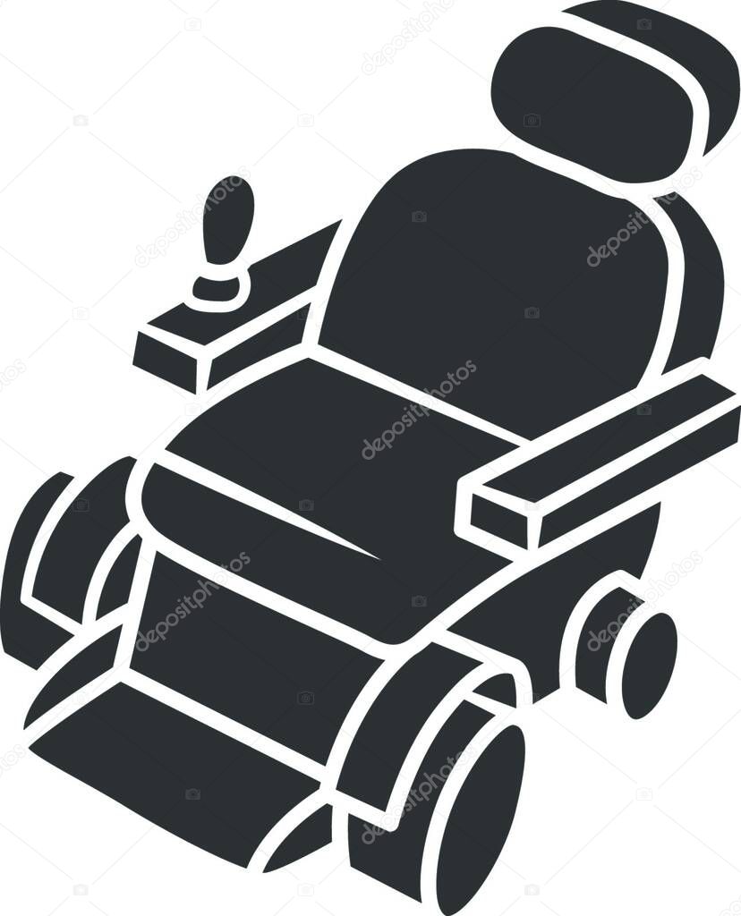 Motorized wheelchair glyph icon. Mobility aid device for physically