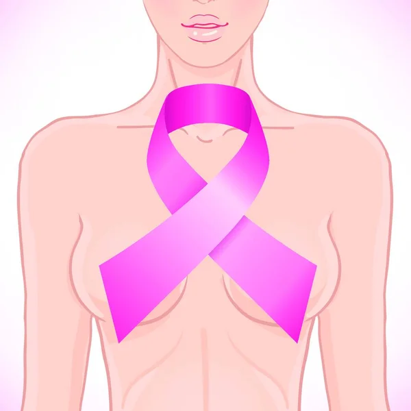 Oktober Borstkankerbewustmakingsmaand Jaarlijkse Campagne Het Bewustzijn Van Ziekte Vergroten Vrouw — Stockvector