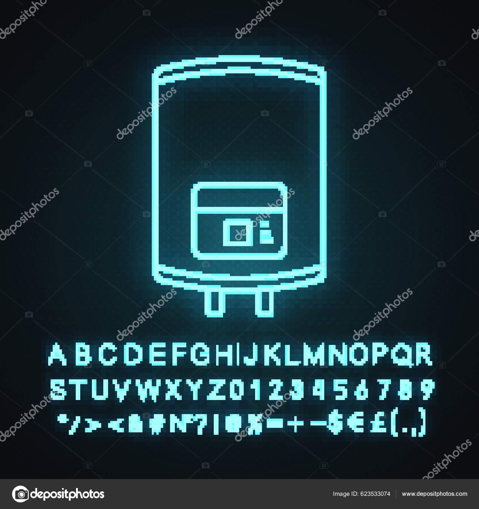 Smartwatch nfc payment neon light icon Royalty Free Vector