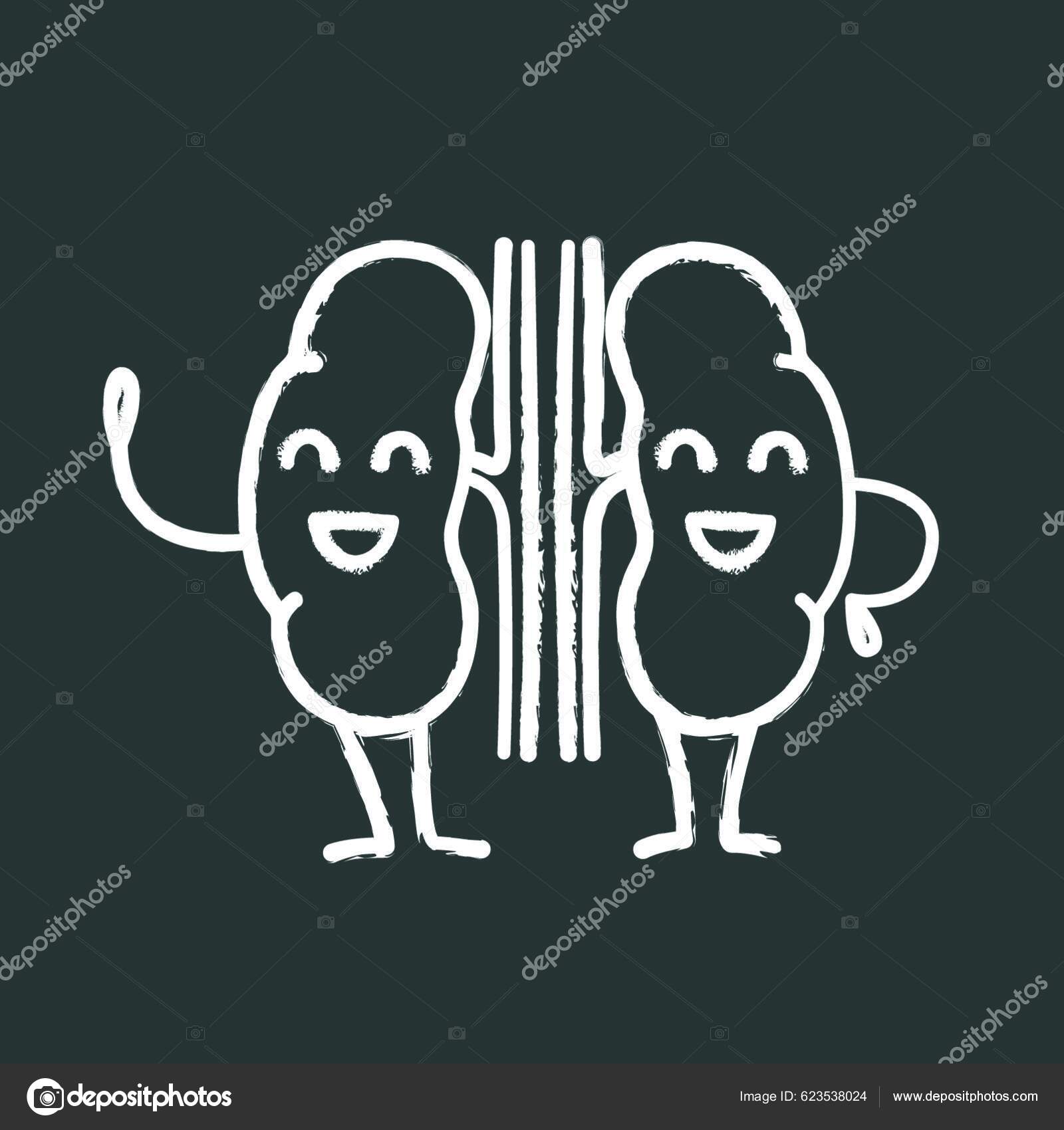Smiling Human Kidneys Emoji Chalk Icon Stock Vector Image by ©YAY