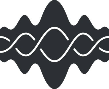 Abstract fluid overlapping waves glyph icon. Silhouette symbol. Music, melody rhythm. Digital soundwave, flowing waveform. Sound volume, equalizer curve. Negative space. Vector isolated illustration
