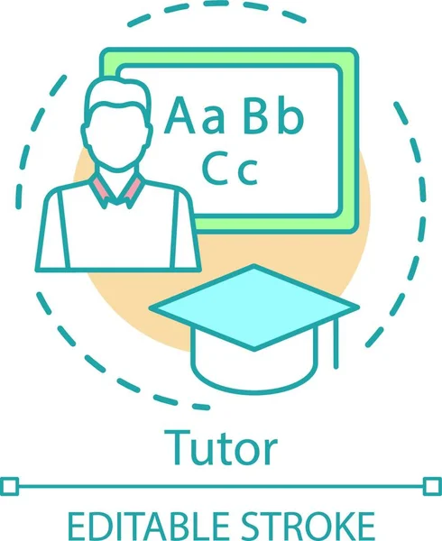 Tutor concept icon. Private teacher idea thin line illustration. Courses training. Educator, pedagogue. School personnel. Foreign language tutor. Vector isolated outline drawing. Editable stroke