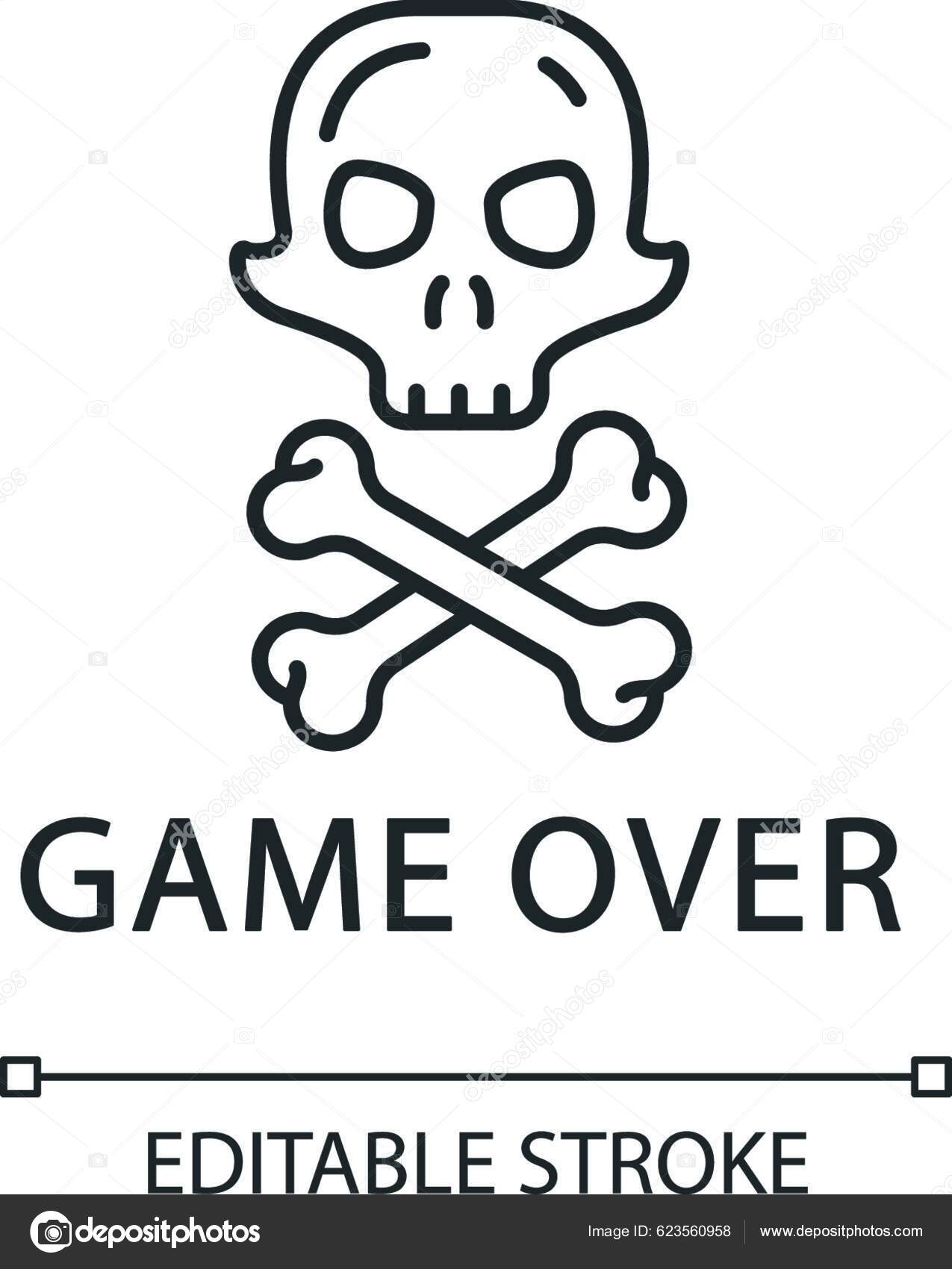 Game Linear Icon Virtual Video Game Level End Finish Failure Stock ...