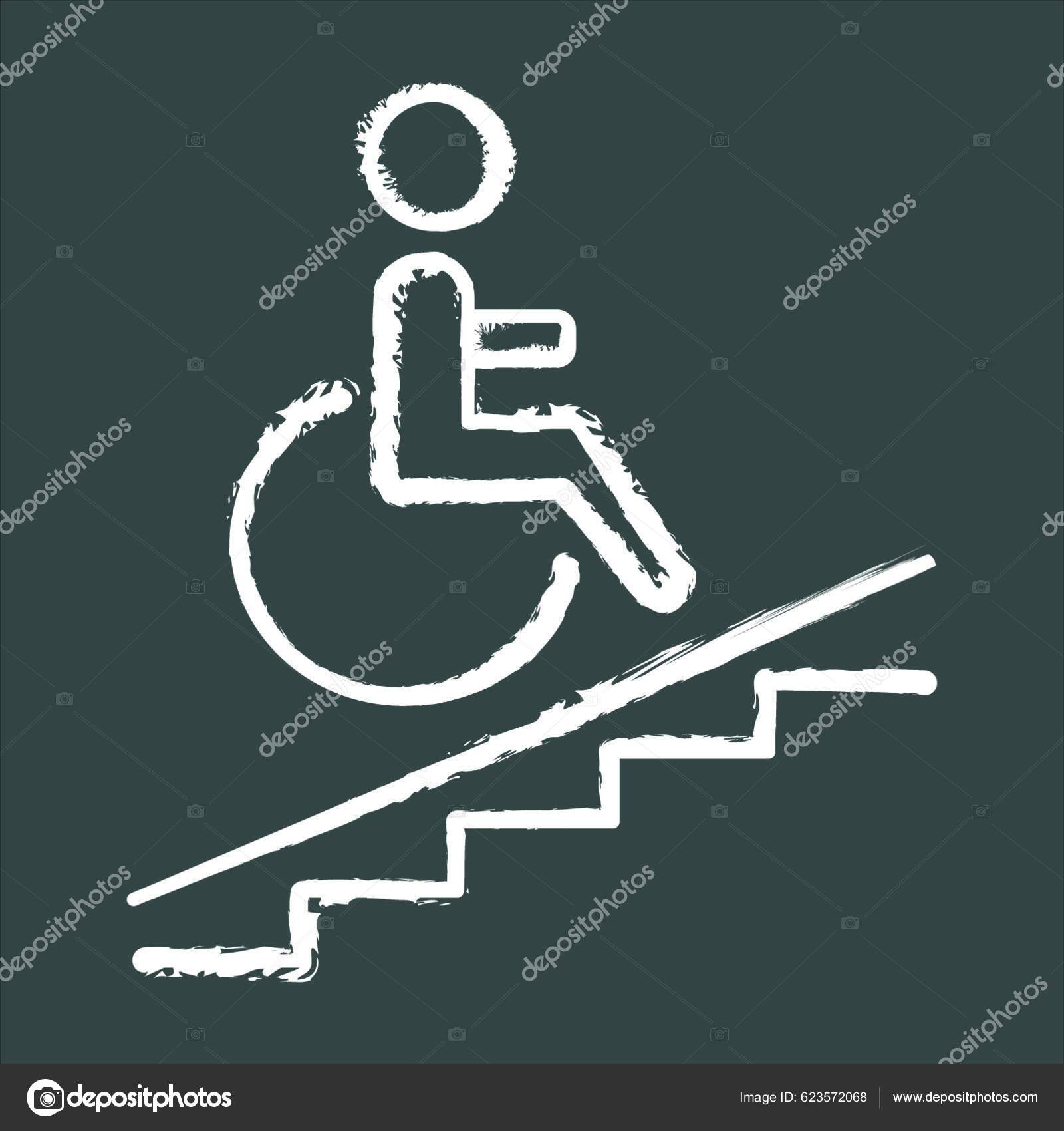 Wheelchair Access Chalk Icon Accessible Handicap People Facilities Disabled Persons Stock Vector