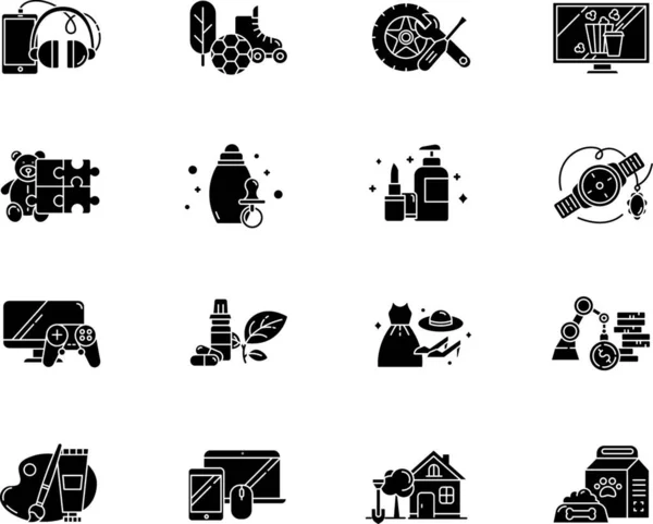conjunto de ícones de glifo de inventário de jogos online. esports