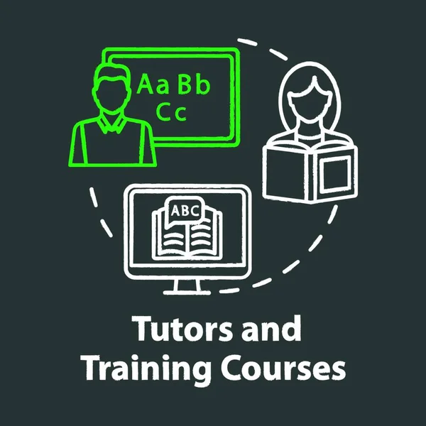 Tutors and training courses chalk concept icon. Educational resources. Personal education, elearning tutorials. Extraclasses idea. Vector isolated chalkboard illustration
