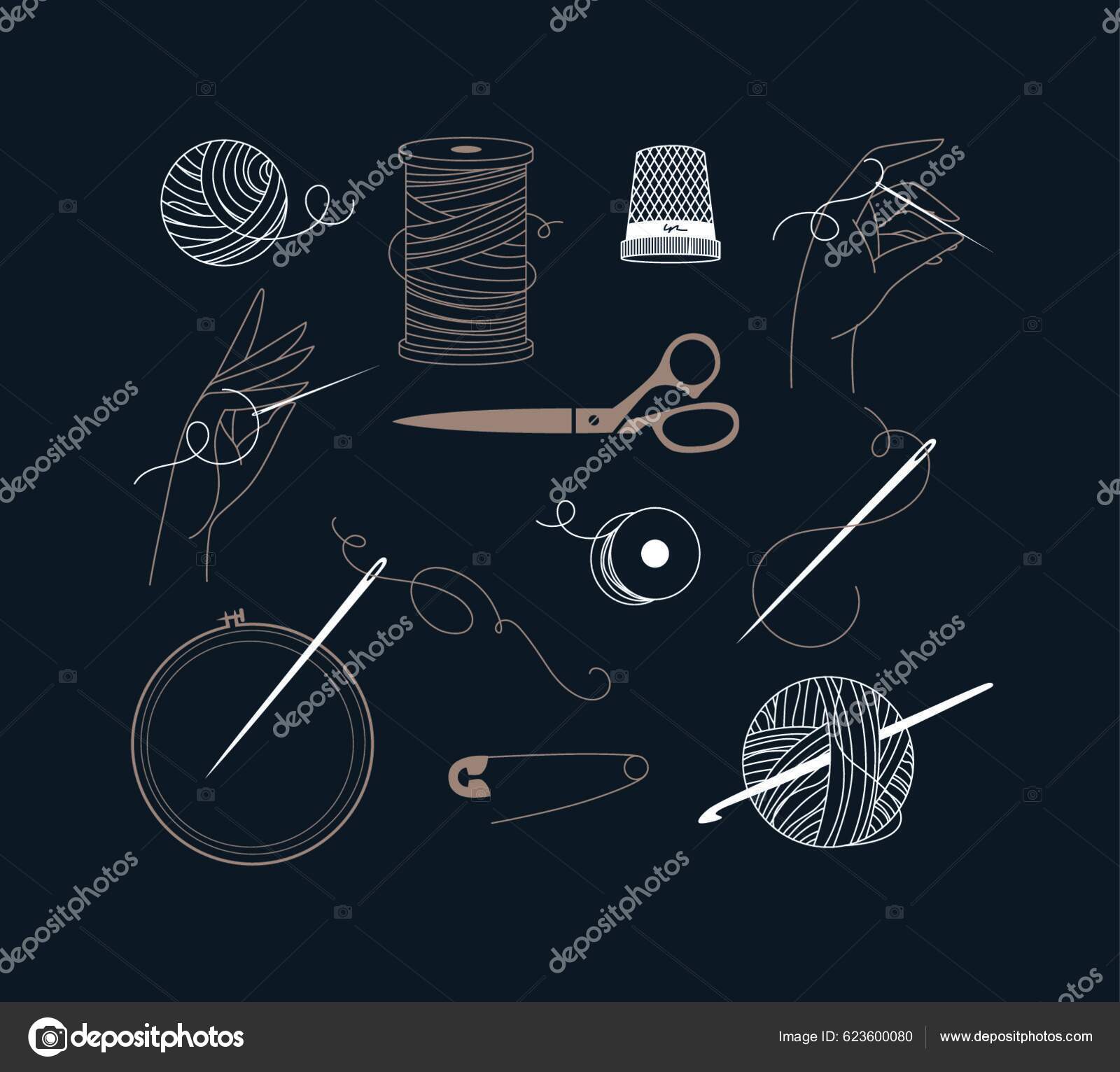 Sewing Symbols Blue Vector Illustration Stock Vector by ©YAY_Images