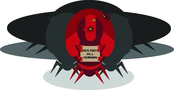 Alien Ship Invasion Vector Illustration — Stock Vector