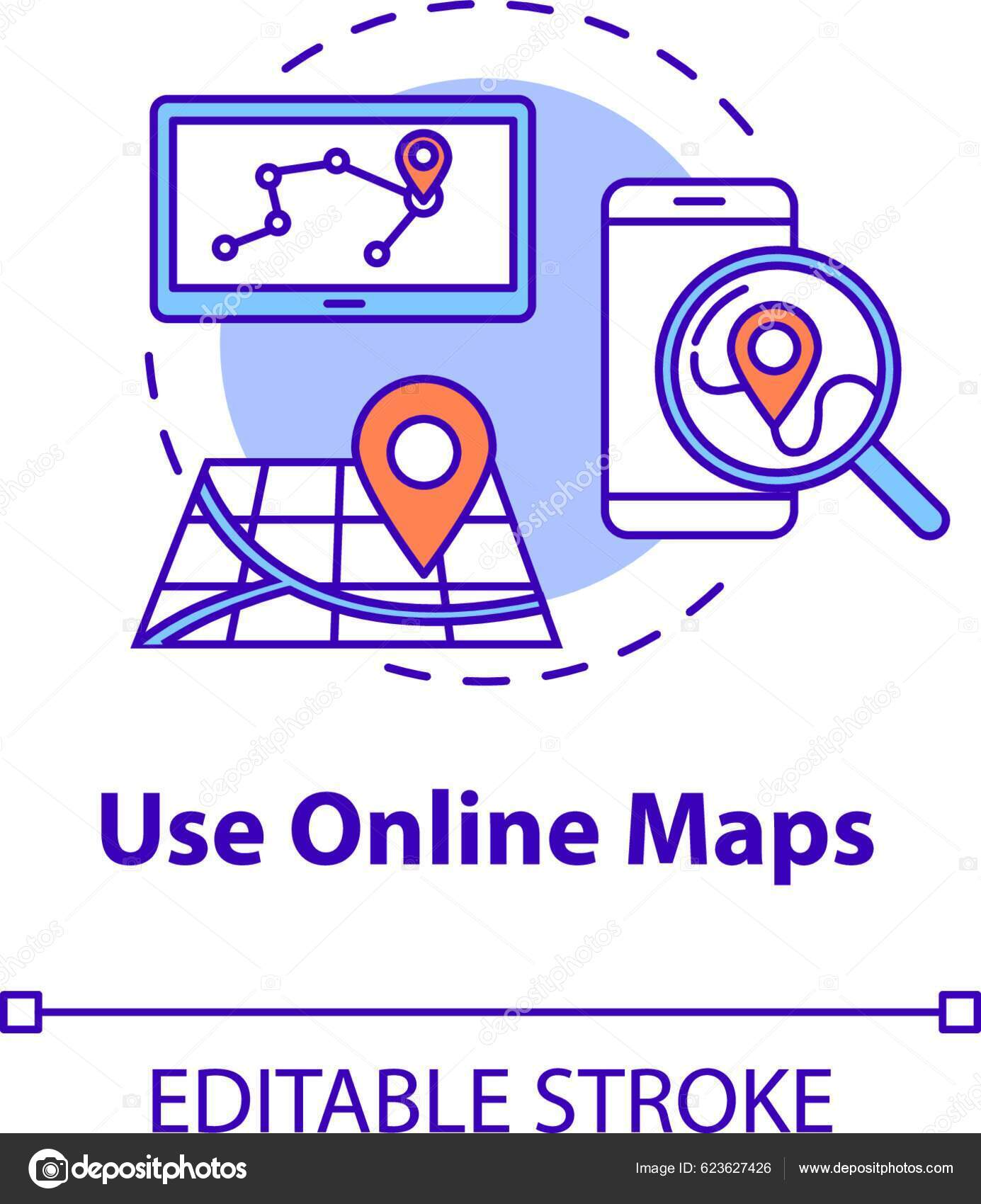 Use Online Maps Concept Icon Gps Application Find Location Online