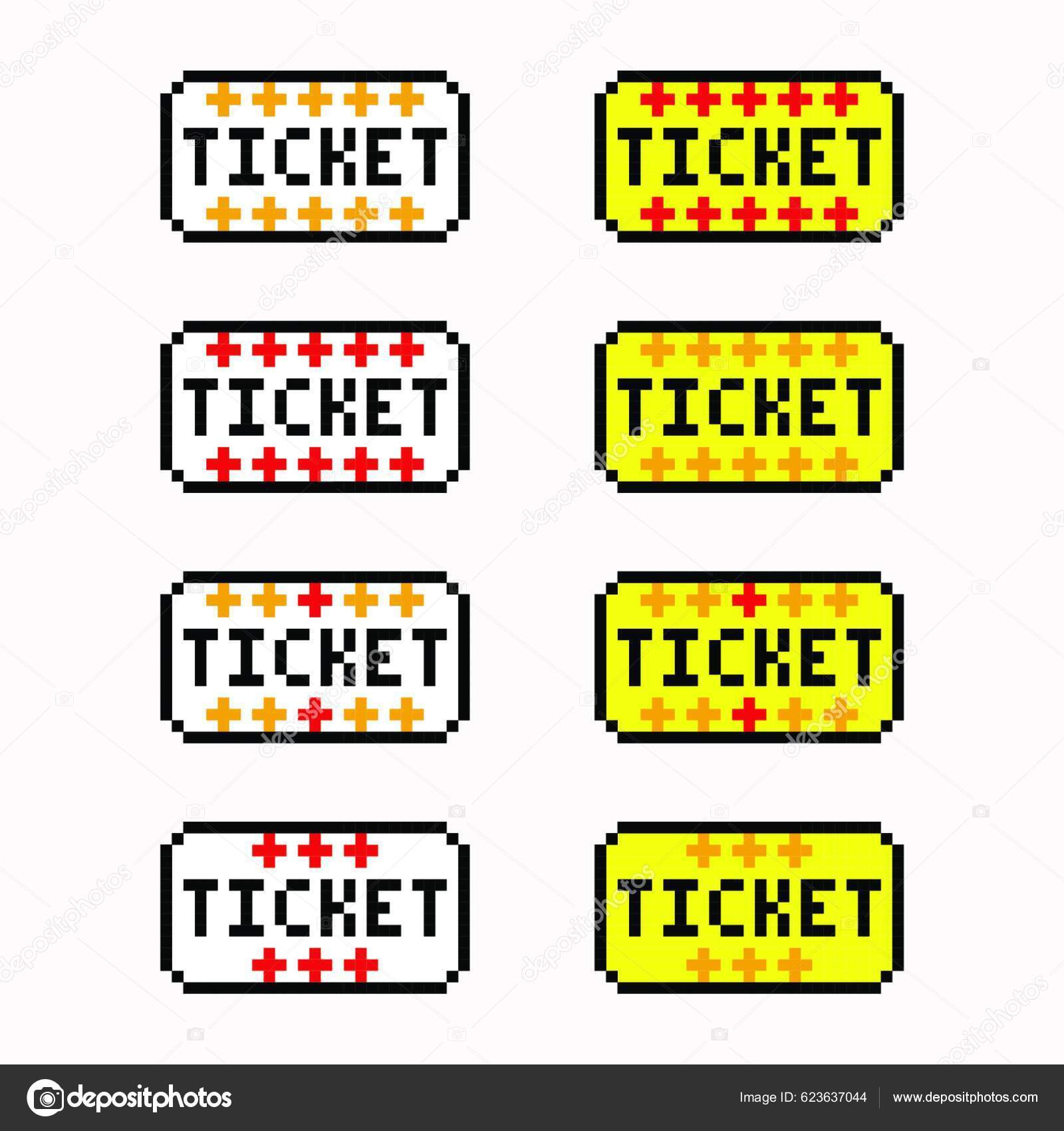 Ticket Set Different Color Pixel Art Style Stock Vector by ©YAY_Images ...