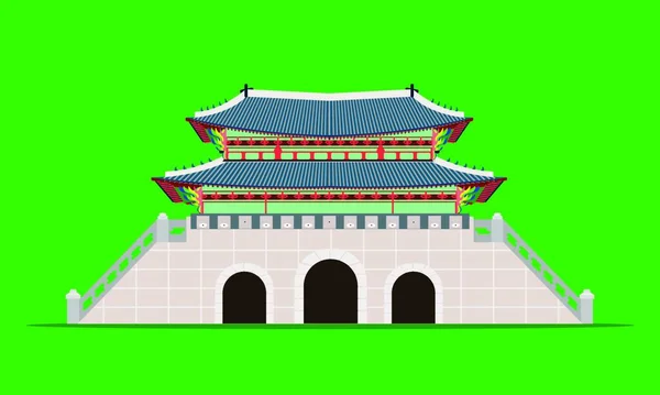 Terug Gwanghwamun Poort Gyeongbokgung Paleis Seoul Zuid Korea Vector Illustratie — Stockvector