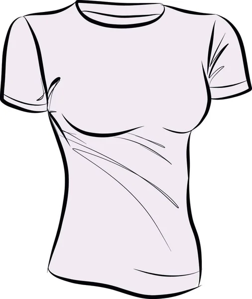 Mujer Camiseta Plantilla Aislada Sobre Fondo Blanco Boceto Maqueta — Vector de stock
