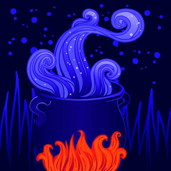 Halloween Witches Cauldron Colorful Vector Illustration — Stock Vector