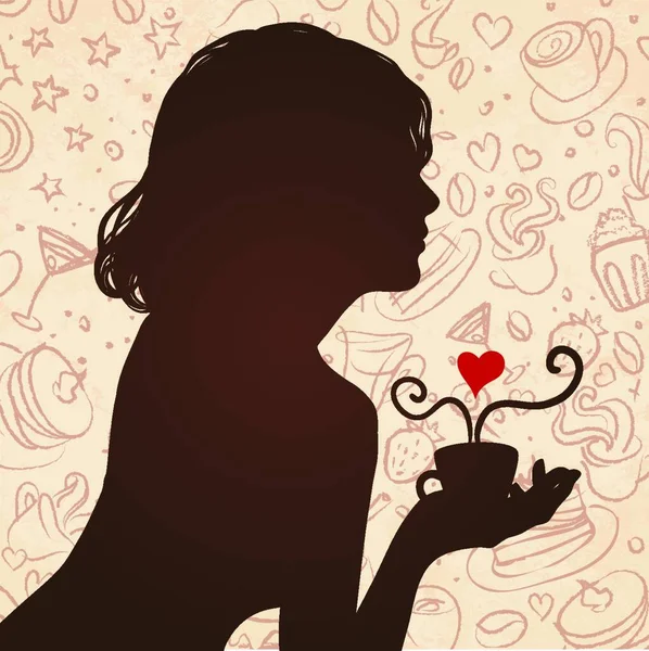 Femme Tenant Cœur Illustration Vectorielle Colorée — Image vectorielle