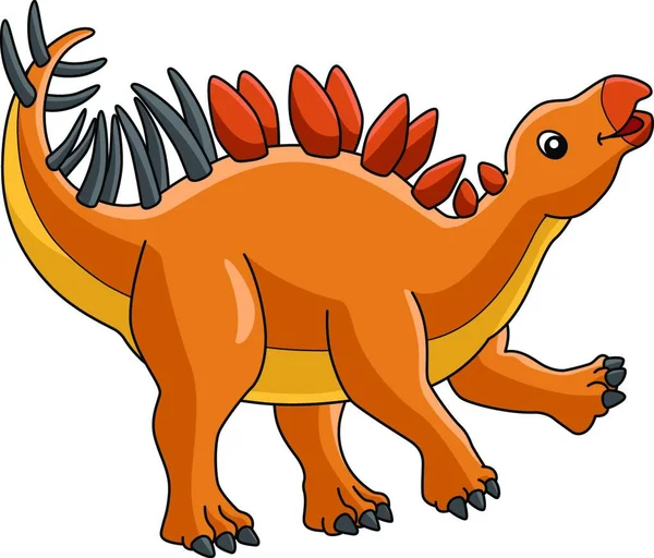 Kentrosaurus Dinosaure Caricature Couleur Clipart — Image vectorielle