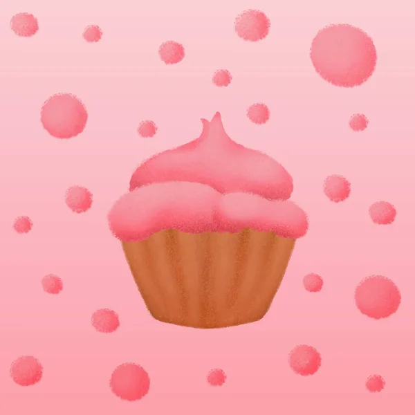 Cupcake Points Dessinés Main Dans Une Palette Couleurs Rose Corail — Image vectorielle