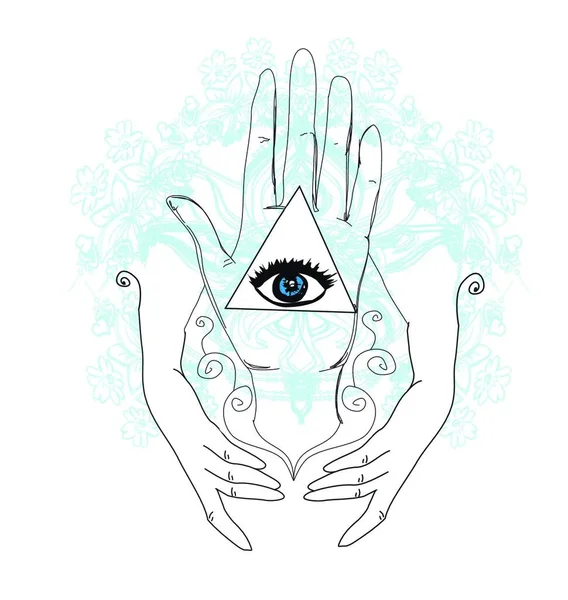 神秘的符号 人类的手 — 图库矢量图片