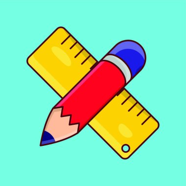 kalem ve cetvel simgesi çizimi