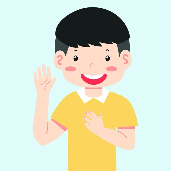 Kid Κάνοντας Μια Υπόσχεση Χέρι Στο Στήθος — Διανυσματικό Αρχείο