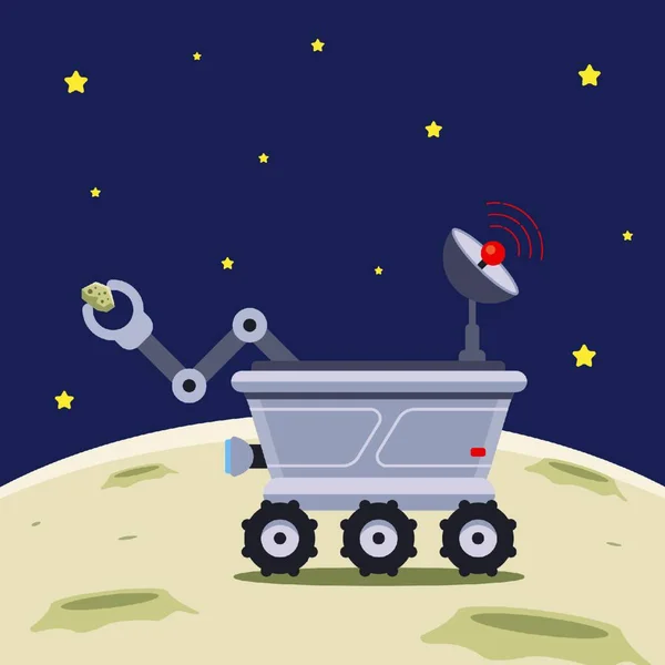 Hold Rover Felfedezi Holdat — Stock Vector