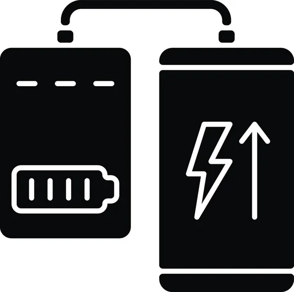 Powerbank Mobile Phone Black Glyph Manual Label Icon — Stock Vector