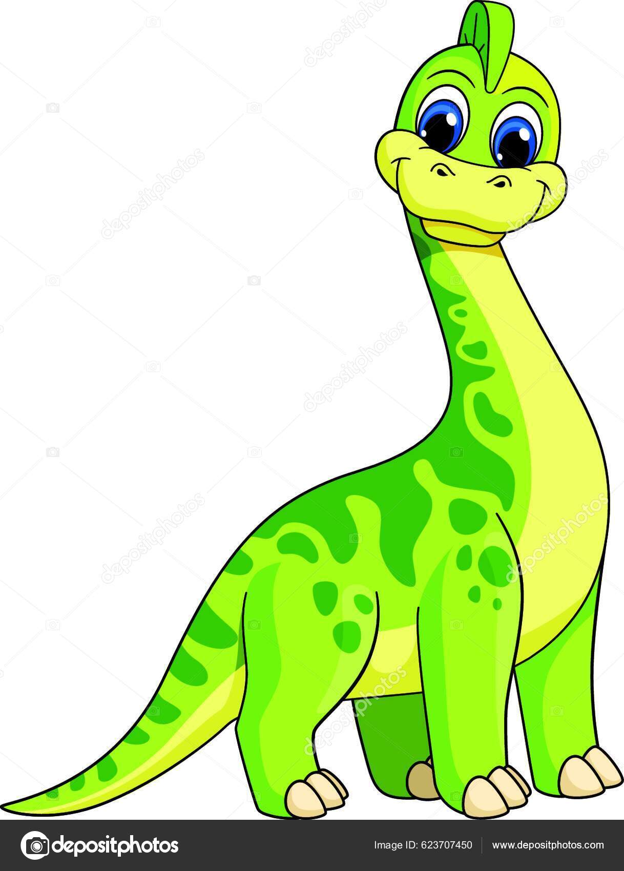 Dinosaurio verde con ilustración de cuello largo imágenes de stock de arte  vectorial | Depositphotos