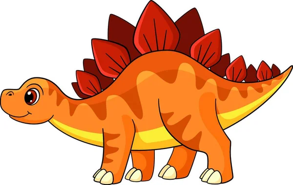 Zeichentrick Dinosaurier Figur Niedliche Lächelnde Stegosaurus Ikone — Stockvektor