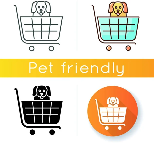 Dogs Allowed Supermarket Petshop Icon Doggy Permitted Shop Domestic Animals — Stock Vector
