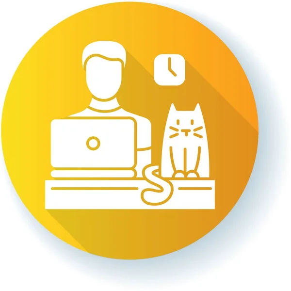 Pet Friendly Office Yellow Flat Design Long Shadow Glyph Icon — Stock Vector